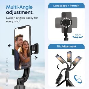 Tygot T9 Pro Bluetooth Selfie Stick 67 Inch(170 cm) Tripod with LED Light, Extendable Selfie Stick for Mobile Phone with Remote, Portable Tripod Stand for Travel, Vlogging & Photography